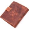 Рыжее мужское портмоне из винтажной кожи с хлястиком на кнопке KARYA (2421369) - 2