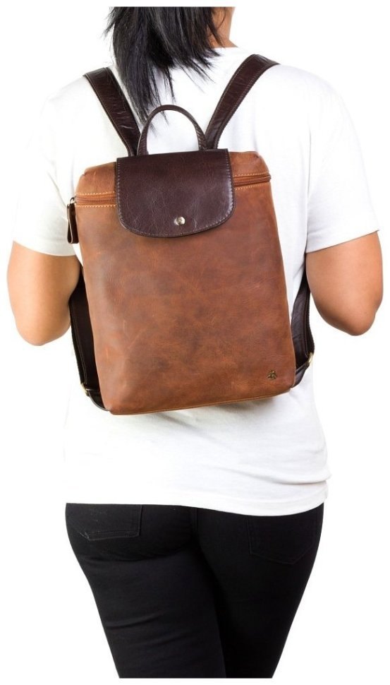 Винтажный рюкзак среднего размера из натуральной кожи коричневого цвета Visconti Saddle 77367