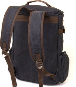 Чорний текстильний дорожній рюкзак з ручками Vintage (20663)