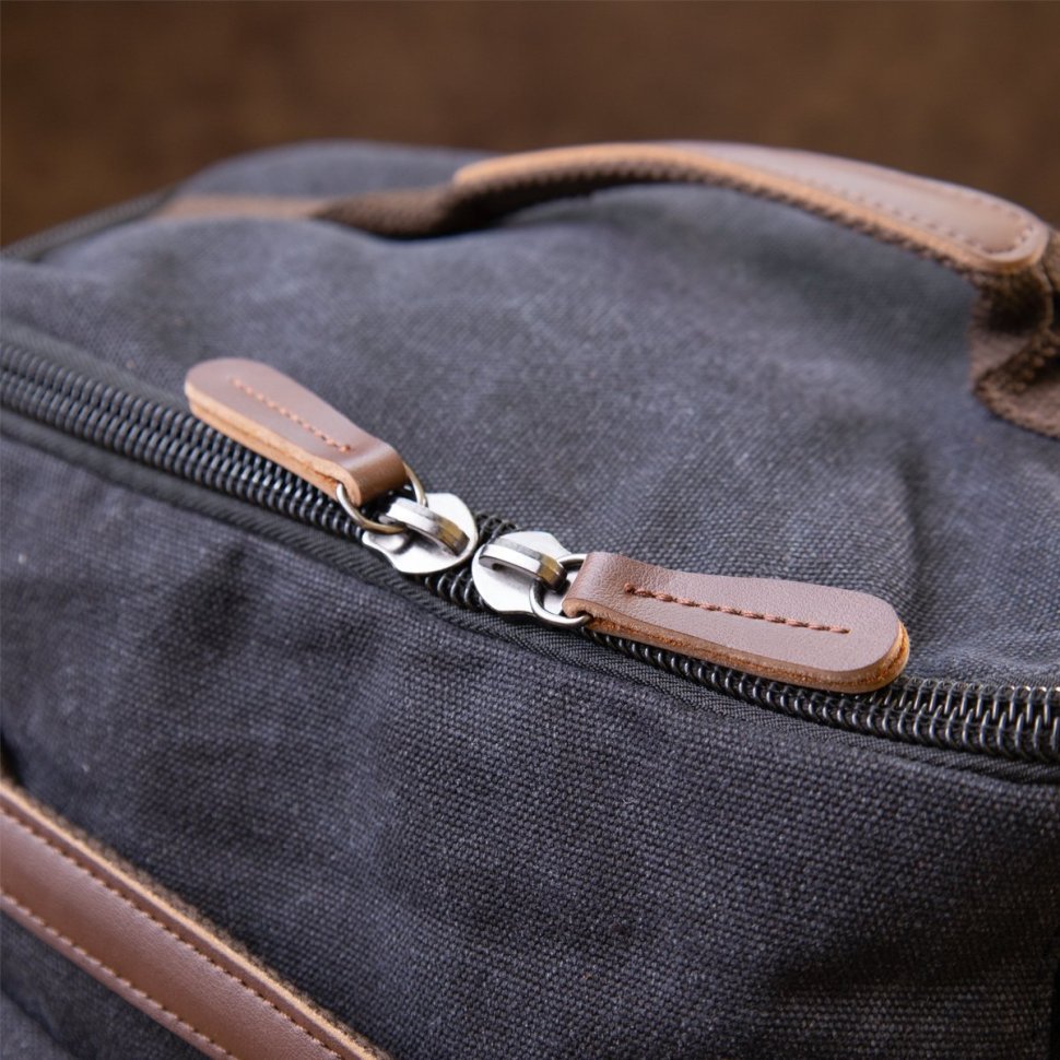 Черный текстильный дорожный рюкзак с ручками Vintage (20663)