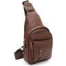 Мужской кожаный слинг-рюкзак коричневого цвета через плечо Keizer (22097) - 1
