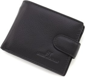 Маленьке чоловіче портмоне із натуральної шкіри чорного кольору під документи ST Leather 1767467