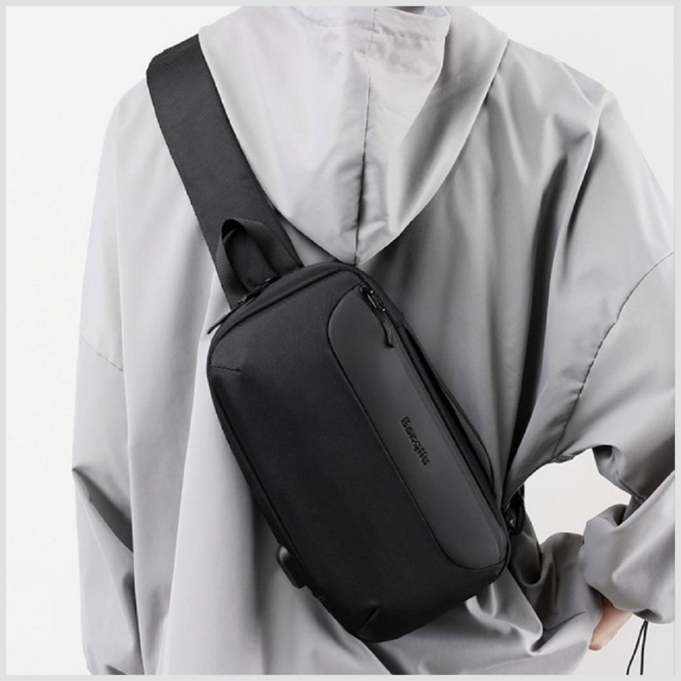 Стильная мужская сумка-слинг через плечо из текстиля Confident 77467 modnotak фото №2