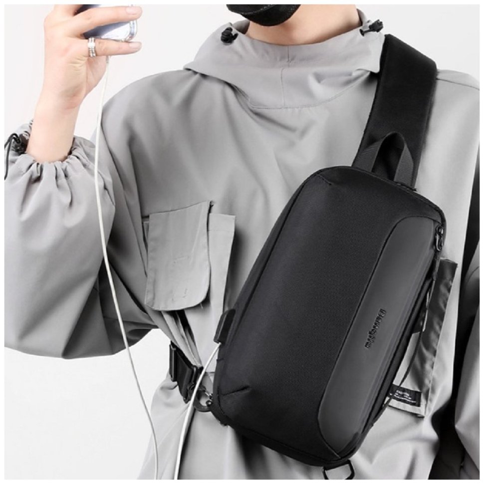 Стильная мужская сумка-слинг через плечо из текстиля Confident 77467 modnotak фото №3