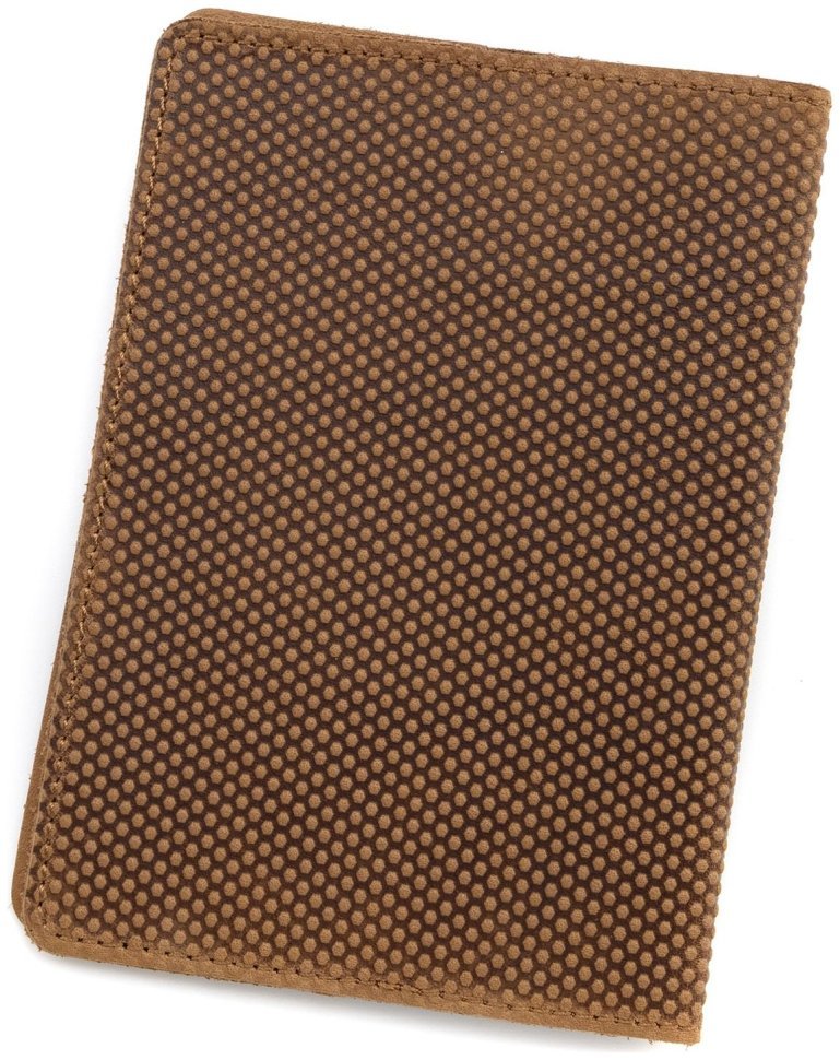 Обложка кожаная на паспорт с тиснением эффектом точек Passport Ukraine 97767 цвет песочный modnotak фото №3