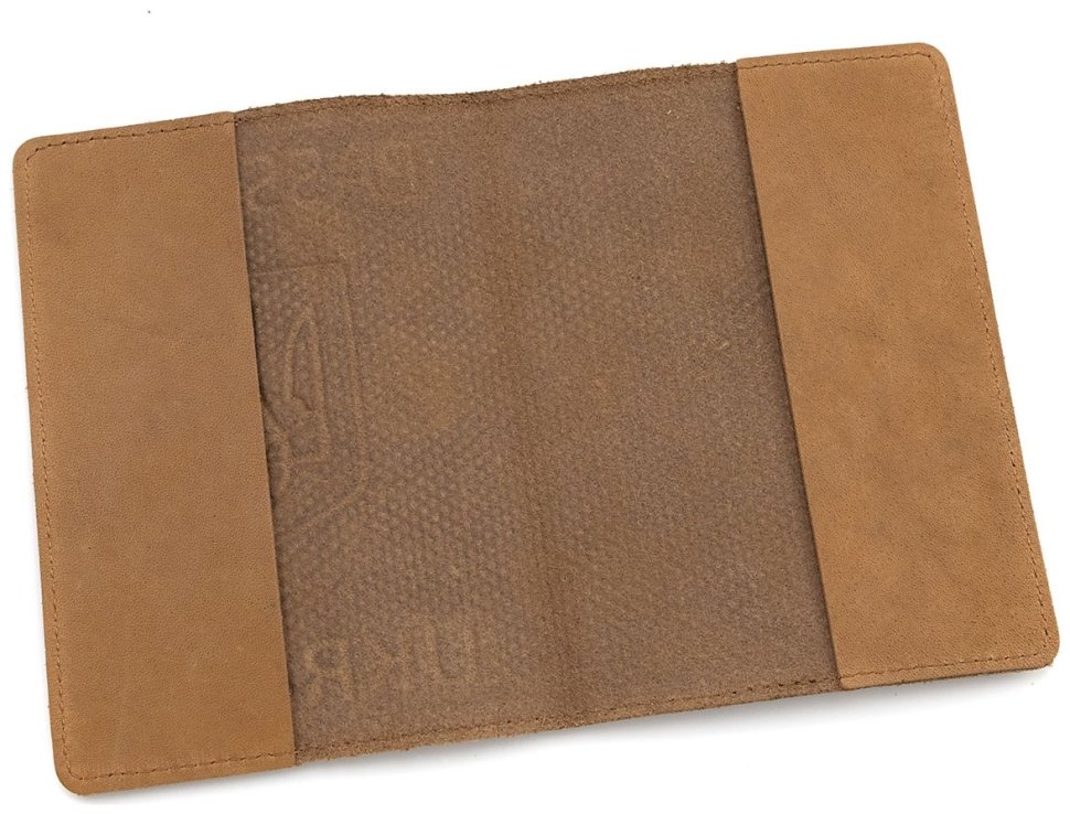 Обложка кожаная на паспорт с тиснением эффектом точек Passport Ukraine 97767 цвет песочный modnotak фото №6