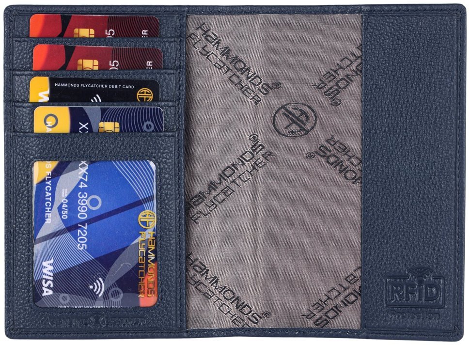 Обложка для паспорта из кожи флотар без застежки Hammonds Flycatcher PH602 синего цвета 107967 modnotak фото №2