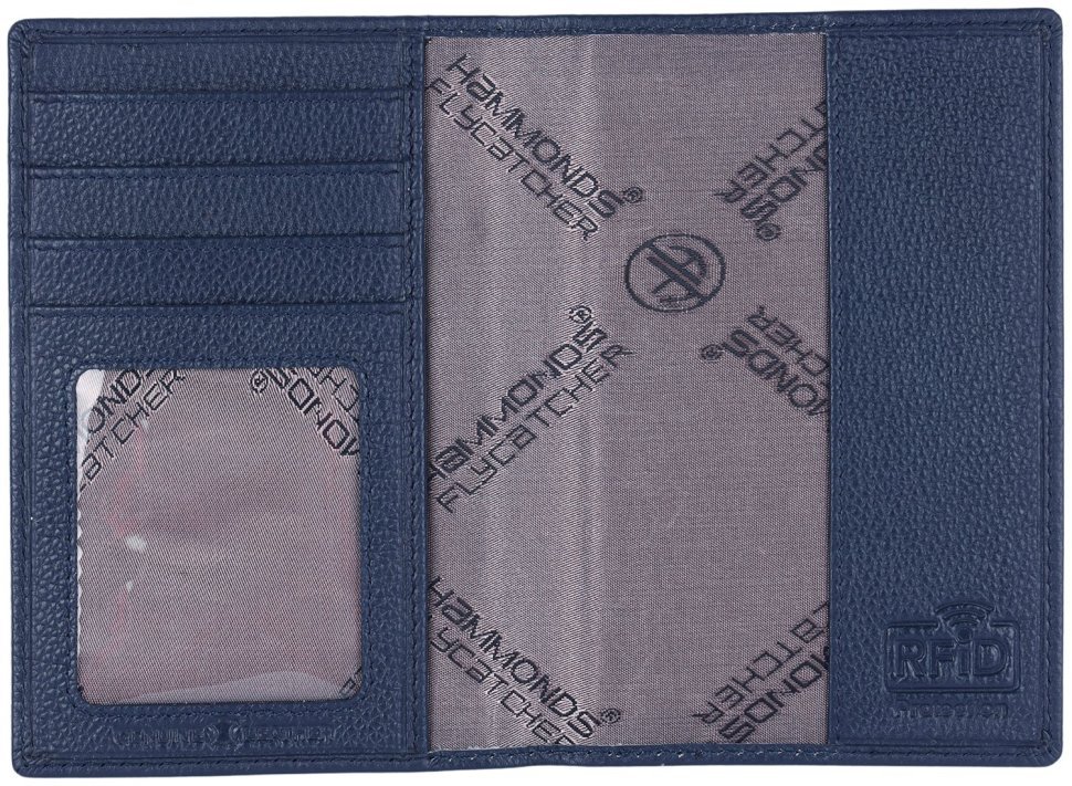 Обложка для паспорта из кожи флотар без застежки Hammonds Flycatcher PH602 синего цвета 107967 modnotak фото №3