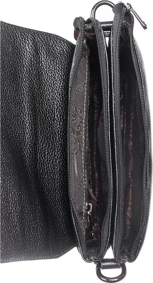 Чорна сумка з натуральної шкіри з клапаном Desisan (2010-011)