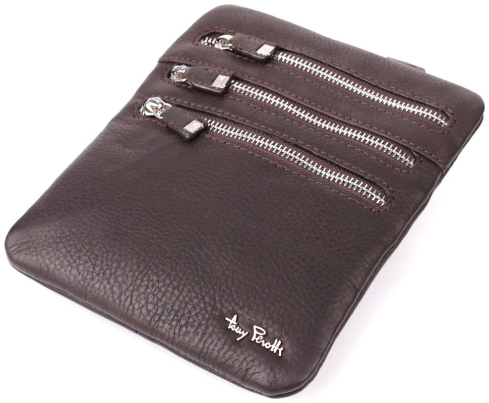 Мужская сумка планшет из натуральной зернистой кожи с текстильным регулируемым ремнем Tony Perotti коричневого цвета 108367 фото №5 Мужская сумка планшет из натуральной зернистой кожи с текстильным регулируемым ремнем Tony Perotti коричневого цвета 108367 modnotak фото №5