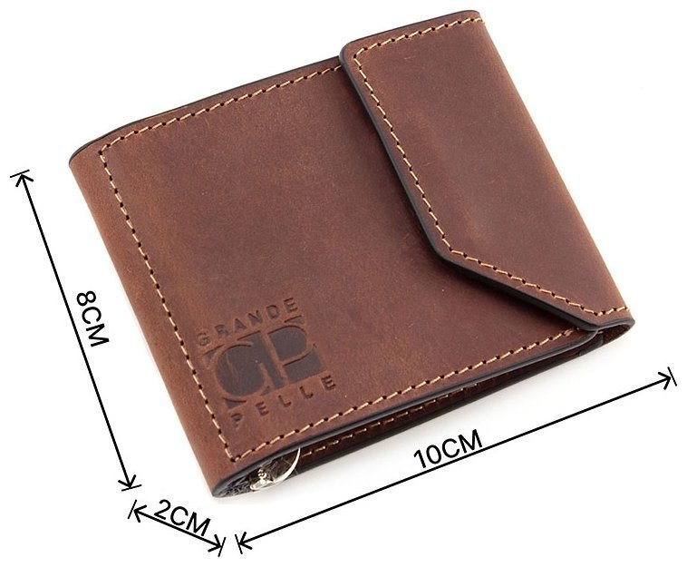 Вінтажний шкіряний затиск для купюр і карток Grande Pelle (13028) modnotak фото №3