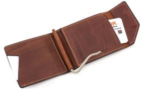 Вінтажний шкіряний затиск для купюр і карток Grande Pelle (13028)