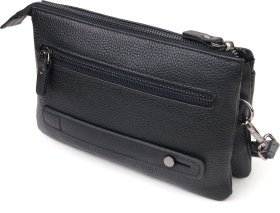 Чоловічий клатч із натуральної зернистої шкіри чорного кольору на зап'ясті CANPELLINI (2421557)