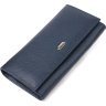 Практичний жіночий гаманець із натуральної шкіри синього кольору з клапаном CANPELLINI (2421659) - 1