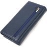 Практичний жіночий гаманець із натуральної шкіри синього кольору з клапаном CANPELLINI (2421659) - 2