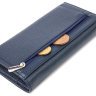 Практичний жіночий гаманець із натуральної шкіри синього кольору з клапаном CANPELLINI (2421659) - 5