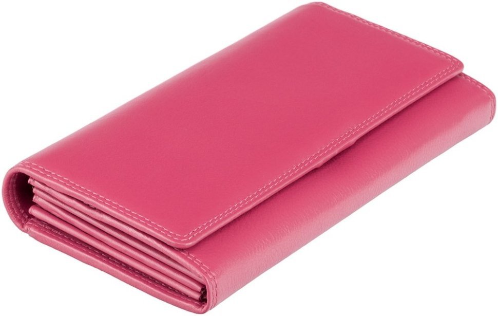 Рожевий жіночий гаманець великого розміру з натуральної шкіри з навісним клапаном Visconti 68867