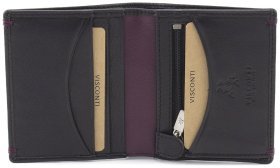 Невелике чоловіче портмоне з гладкої шкіри чорного кольору без фіксації Visconti Brig 69067