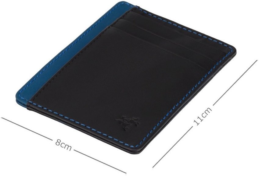 Шкіряний картхолдер чорно-синього кольору з RFID-захистом Visconti 69167