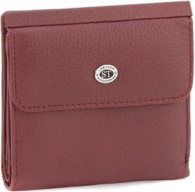 Бордовий жіночий невеликий гаманець з натуральної шкіри подвійного складання ST Leather (14014)
