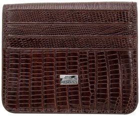 Маленький мужской магнитный зажим для денег из натуральной кожи с лазерным тиснением Desisan 79867 коричневого цвета