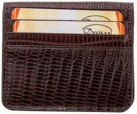 Маленький мужской магнитный зажим для денег из натуральной кожи с лазерным тиснением Desisan 79867 коричневого цвета