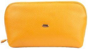 Горчичная женская косметичка из фактурной кожи на одно отделение Desisan 80068