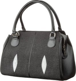 Черная сумка на молнии из натуральной кожи морского ската STINGRAY LEATHER (024-18518)
