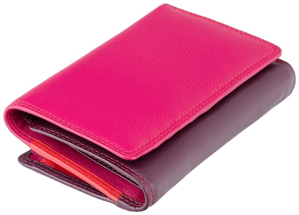 Рожево-фіолетовий жіночий гаманець потрійного складання з натуральної шкіри Visconti Bora 70668