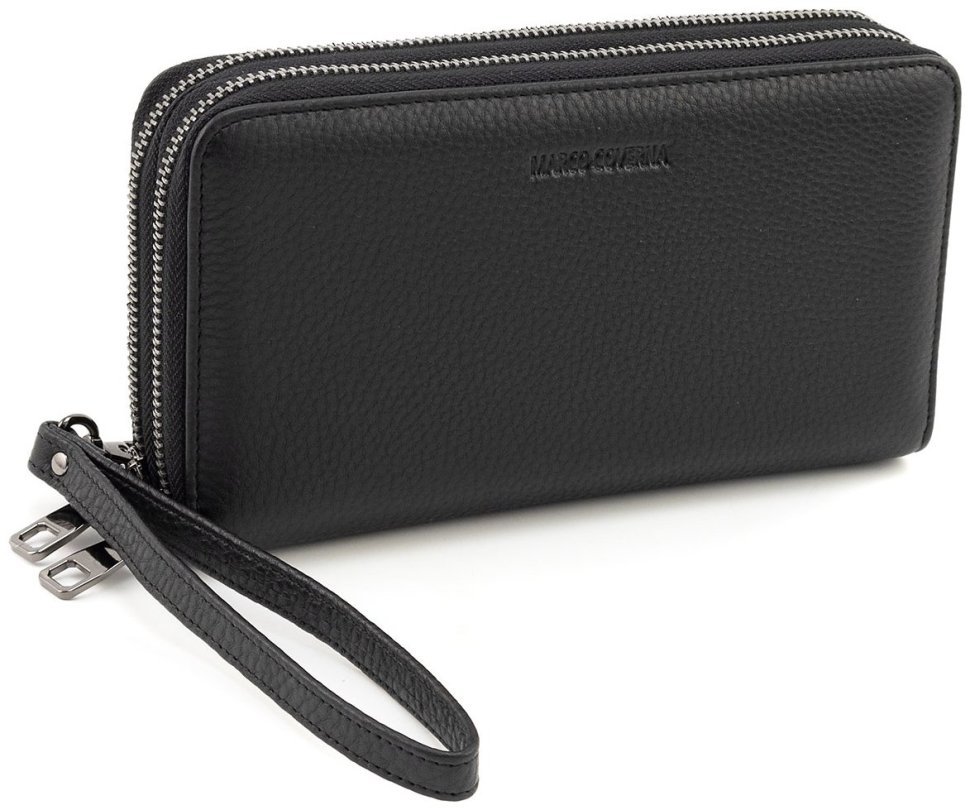 Кожаный мужской клатч черного цвета на две молнии Marco Coverna 90868 фото №1 Кожаный мужской клатч черного цвета на две молнии Marco Coverna 90868 modnotak фото №1