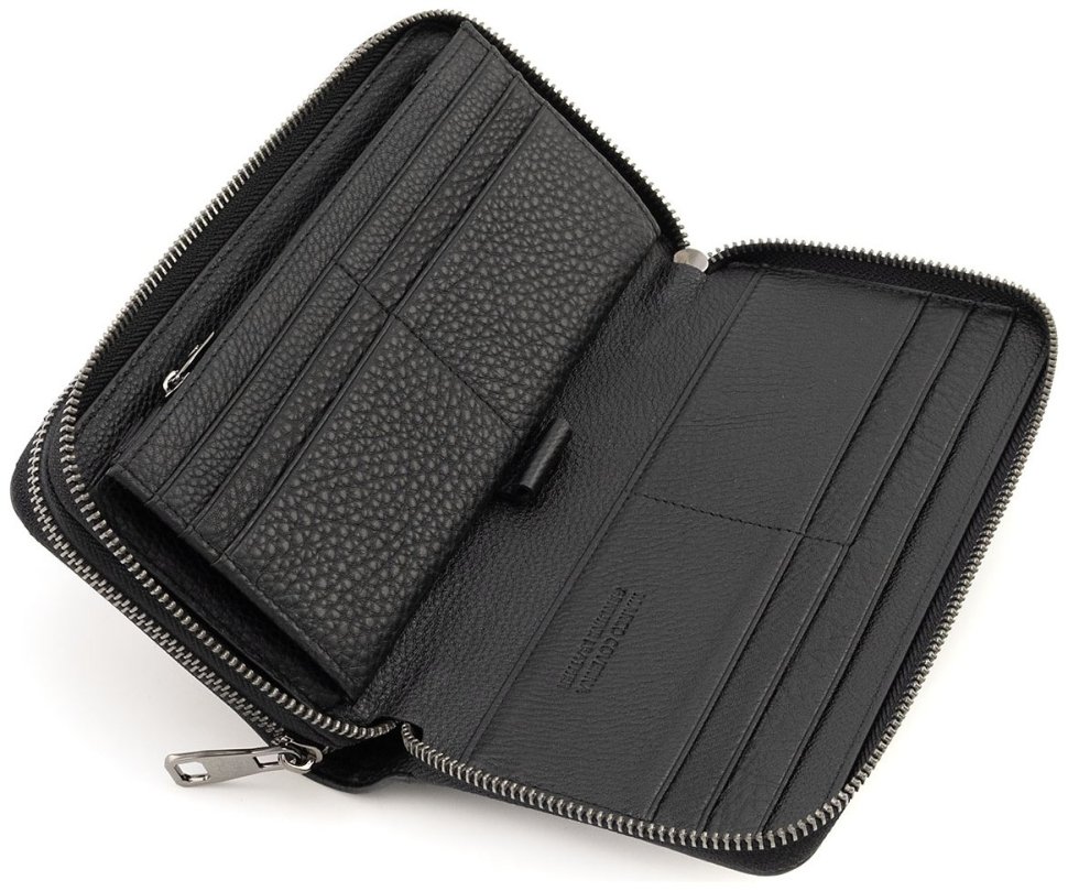 Кожаный мужской клатч черного цвета на две молнии Marco Coverna 90868 фото №7 Кожаный мужской клатч черного цвета на две молнии Marco Coverna 90868 modnotak фото №7