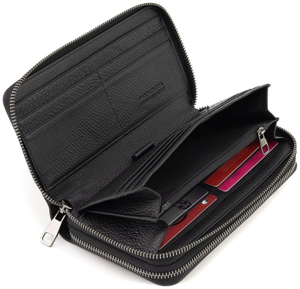Кожаный мужской клатч черного цвета на две молнии Marco Coverna 90868 фото №8 Кожаный мужской клатч черного цвета на две молнии Marco Coverna 90868 modnotak фото №8