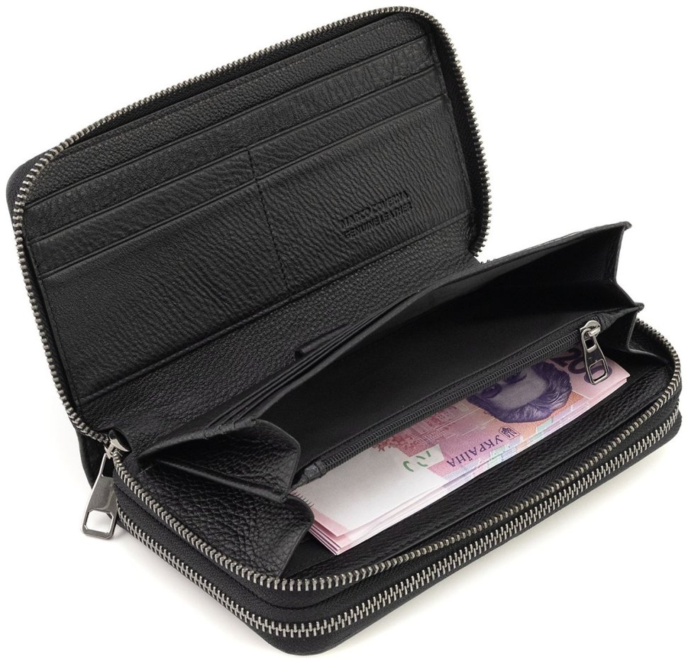 Кожаный мужской клатч черного цвета на две молнии Marco Coverna 90868 фото №9 Кожаный мужской клатч черного цвета на две молнии Marco Coverna 90868 modnotak фото №9