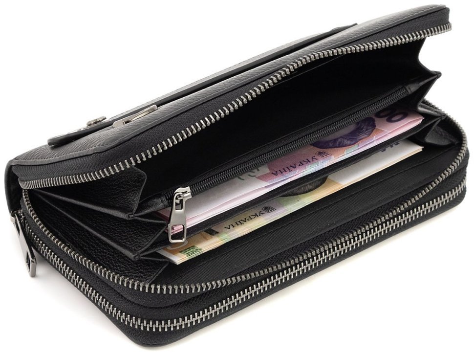 Кожаный мужской клатч черного цвета на две молнии Marco Coverna 90868 фото №11 Кожаный мужской клатч черного цвета на две молнии Marco Coverna 90868 modnotak фото №11