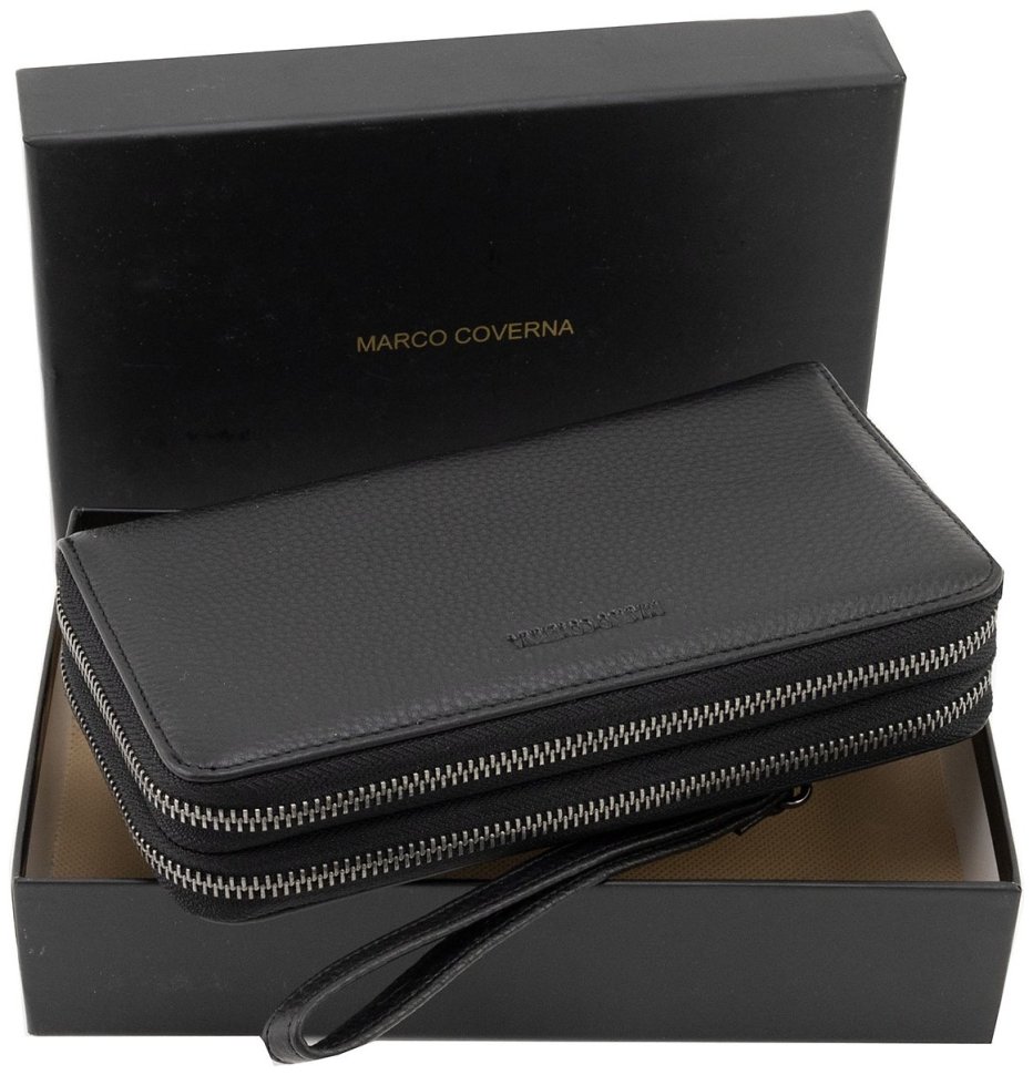 Кожаный мужской клатч черного цвета на две молнии Marco Coverna 90868 фото №12 Кожаный мужской клатч черного цвета на две молнии Marco Coverna 90868 modnotak фото №12