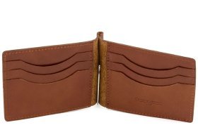 Мужской кожаный зажим рыжего цвета ST Leather (16829)