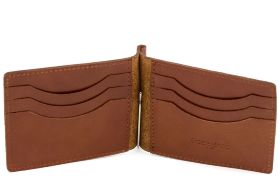 Мужской кожаный зажим рыжего цвета ST Leather (16829) - 2