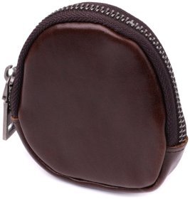 Монетниця з карабіном із натуральної шкіри коричневого кольору Vintage Style 91468