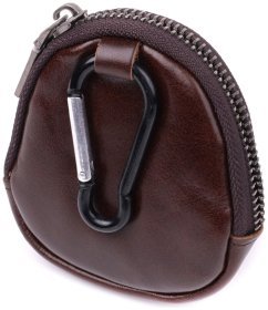 Монетниця з карабіном із натуральної шкіри коричневого кольору Vintage Style 91468