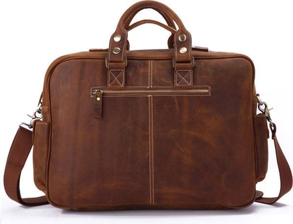 Винтажная деловая сумка коричневого цвета с карманами VINTAGE STYLE (14065)