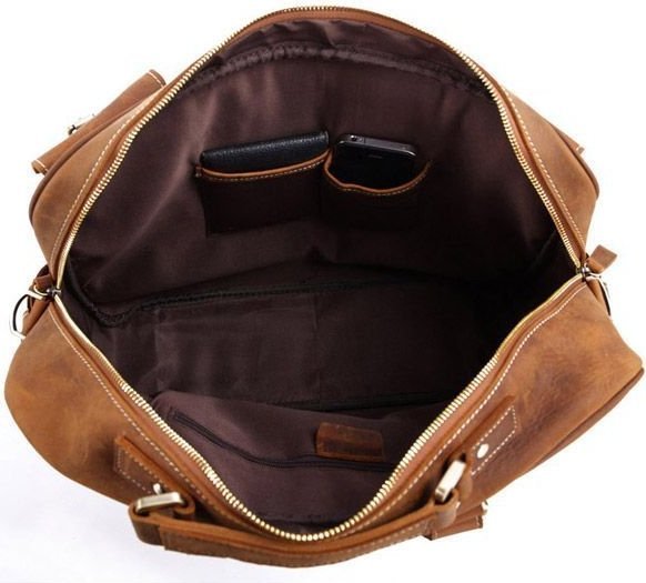 Вінтажна ділова сумка коричневого кольору з кишенями VINTAGE STYLE (14065)
