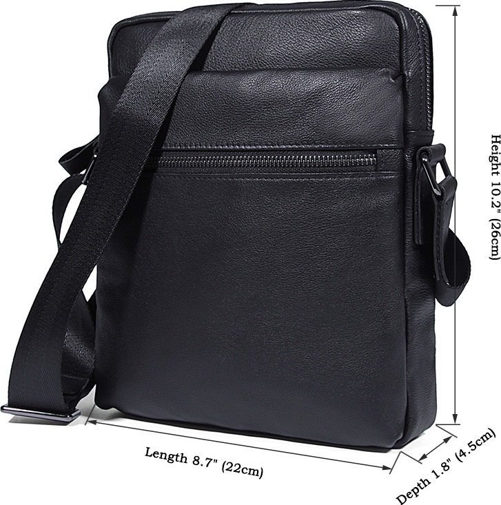 Класична наплічна сумка планшет в чорному кольорі VINTAGE STYLE (14486)