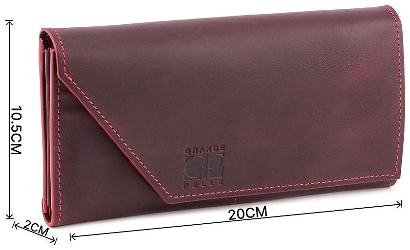 Кошелек из натуральной кожи марсалового цвета с фиксацией на магнит Grande Pelle (13212) фото №3 Кошелек из натуральной кожи марсалового цвета с фиксацией на магнит Grande Pelle (13212) modnotak фото №3