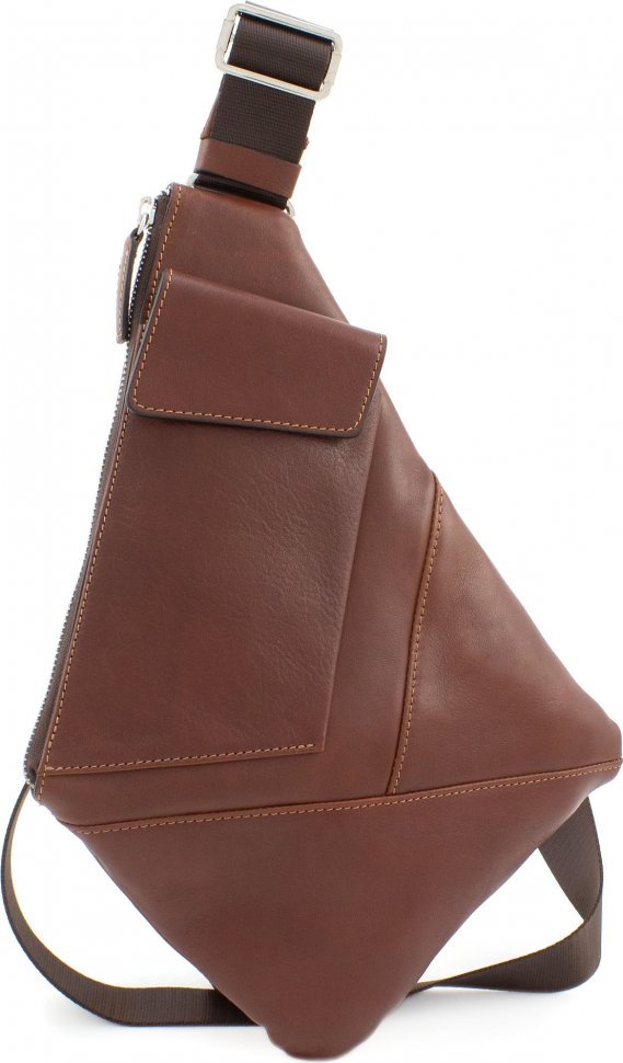 Молодіжна сумка через плече з гладкої шкіри кольору коньяк Grande Pelle (10176)