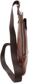 Молодіжна сумка через плече з гладкої шкіри кольору коньяк Grande Pelle (10176)