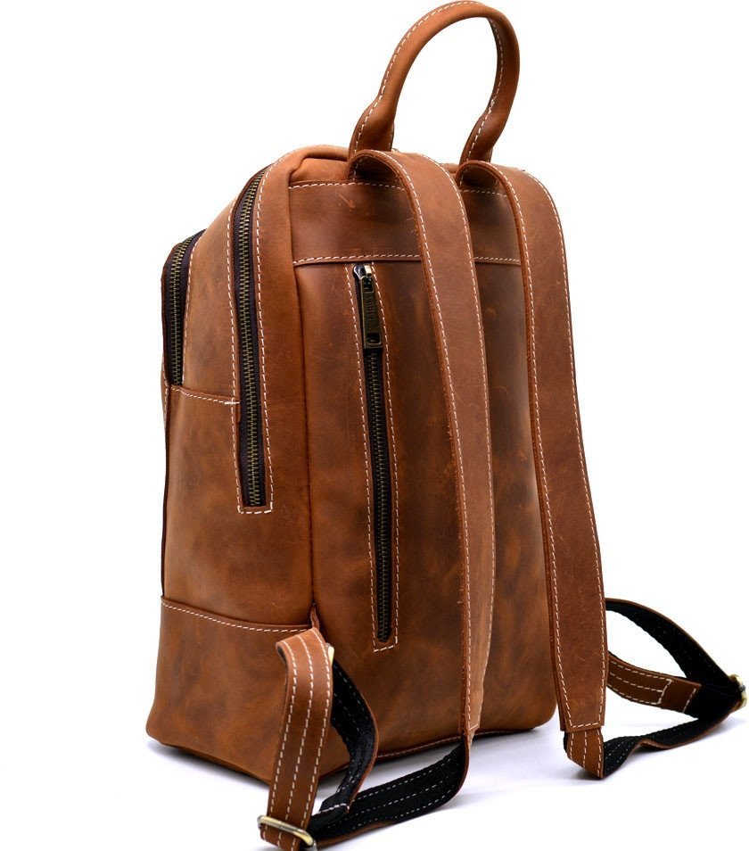 Женский добротный коричневый рюкзак из матовой кожи TARWA (19792)