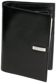 Мужской кожаный кошелек Platinum с блокнотом внутри Vip Collection 102568 (черный)