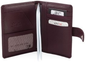 Кожаная обложка для документов цвета марсала KARYA (438-243)