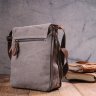 Практична вертикальна чоловіча сумка з текстилю у сірому кольорі Vintage (2421266) - 7