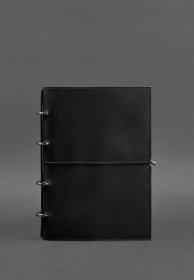 Кожаный блокнот А4 на кольцах (софт-бук) черного цвета - BlankNote (42668)